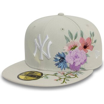 Kepurė plokščia smėlio priglundanti 59FIFTY Floral New York Yankees MLB New Era