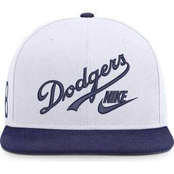 Cap plokščia white snapback Cooperstown Dri-Fit Pro Structured Square Bill Los Angeles Dodgers MLB Nike