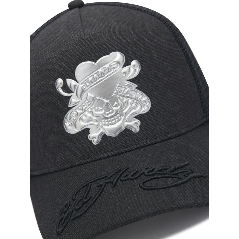 kepure-islenkta-juoda-snapback-love-kills-slowly-washed-ed-hardy