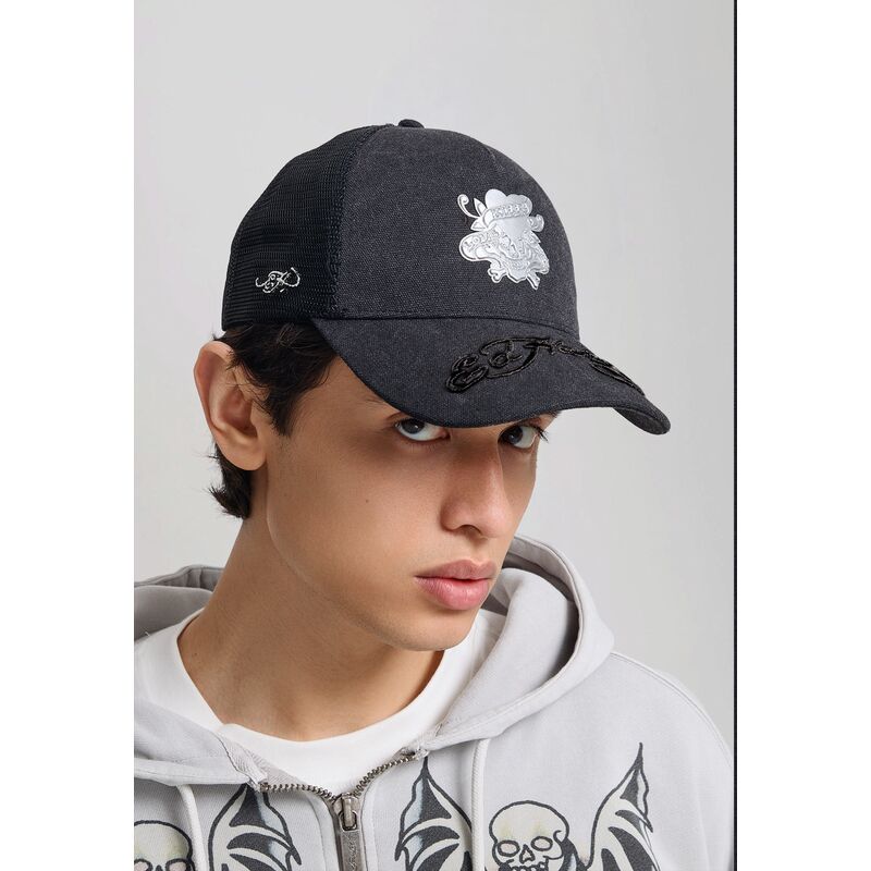kepure-islenkta-juoda-snapback-love-kills-slowly-washed-ed-hardy