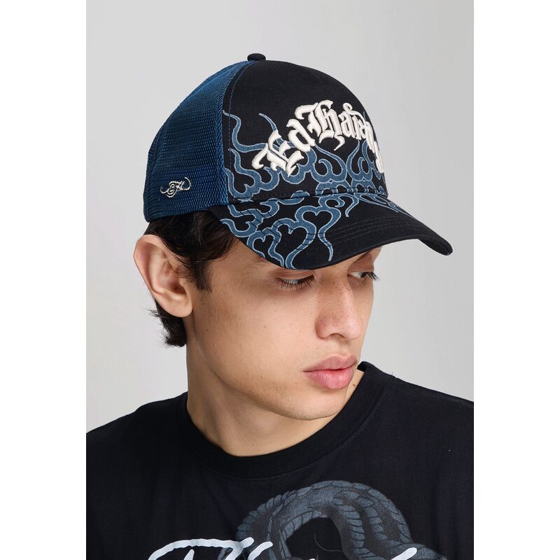 kepure-islenkta-juoda-snapback-flaming-ed-hardy