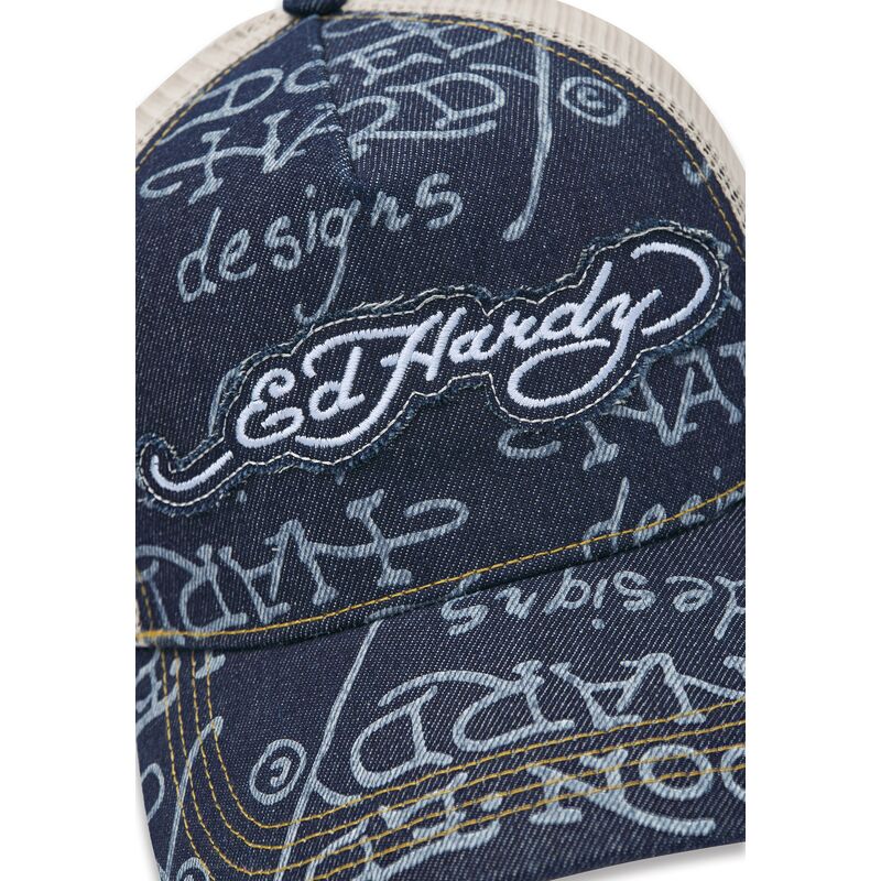 kepure-islenkta-tamsiai-melyna-snapback-don-denim-ed-hardy