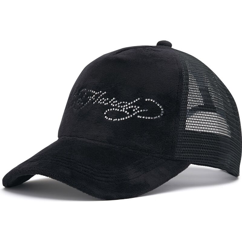 kepure-islenkta-juoda-snapback-core-silver-diamante-velour-ed-hardy