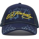 kepure-islenkta-tamsiai-melyna-snapback-1971-ed-hardy