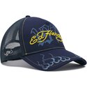kepure-islenkta-tamsiai-melyna-snapback-1971-ed-hardy