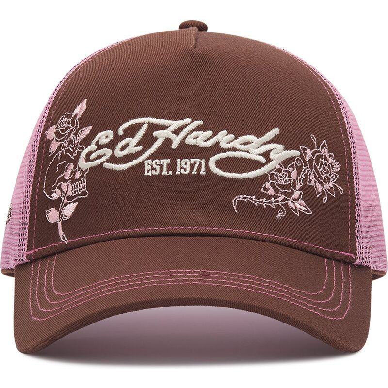 kepure-islenkta-ruda-snapback-rosa-skull-and-roses-ed-hardy