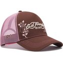 kepure-islenkta-ruda-snapback-rosa-skull-and-roses-ed-hardy