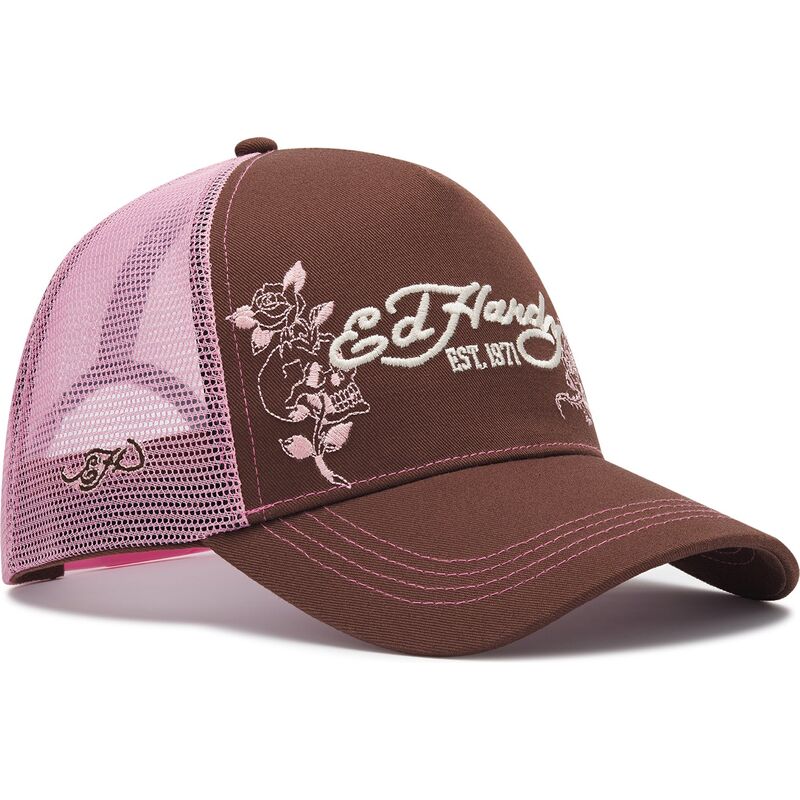 kepure-islenkta-ruda-snapback-rosa-skull-and-roses-ed-hardy