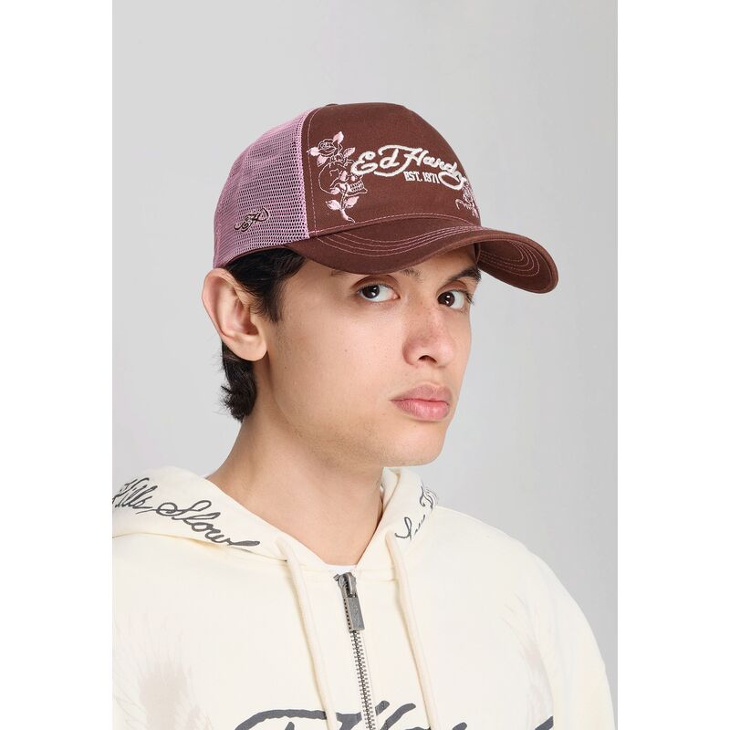 kepure-islenkta-ruda-snapback-rosa-skull-and-roses-ed-hardy