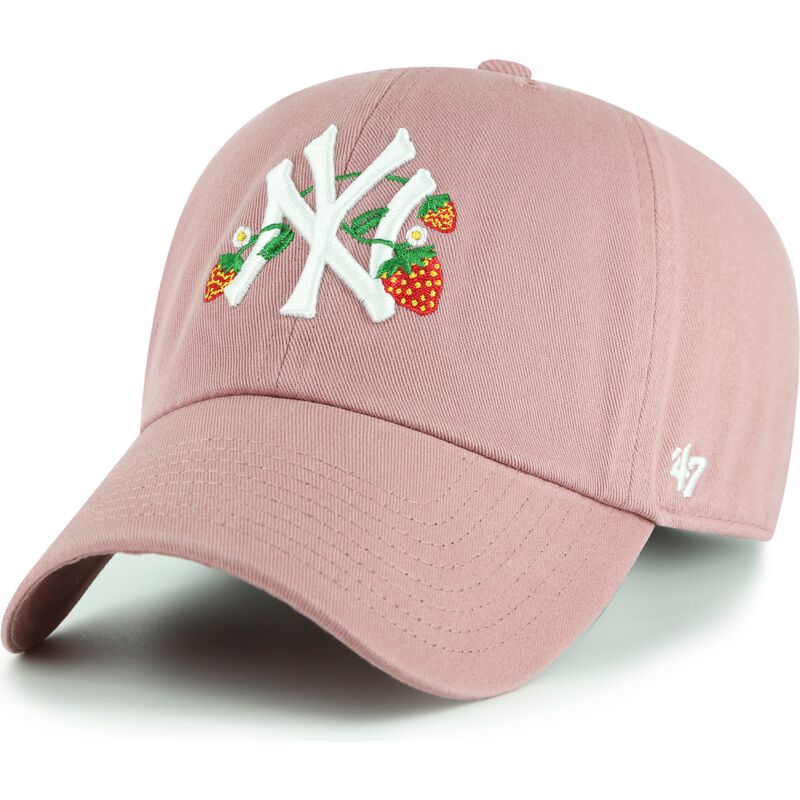 kepure-islenkta-rozine-reguliuojamas-vaikams-clean-up-icon-alt-strawberry-new-york-yankees-mlb-47-brand