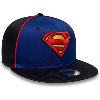 Kepurė plokščia mėlyna snapback vaikams 9FIFTY Piping Superman DC Comics New Era