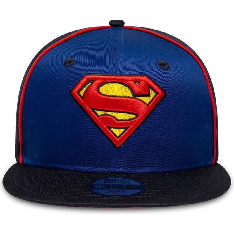 kepure-plokscia-melyna-snapback-vaikams-9fifty-piping-superman-dc-comics-new-era