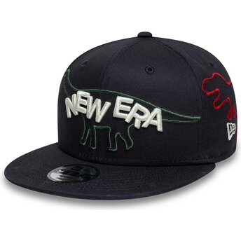 Kepurė plokščia tamsiai mėlyna snapback vaikams 9FIFTY Dino New Era