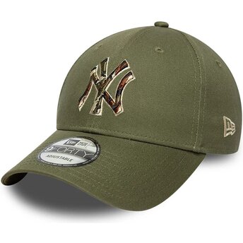 Kepurė išlenkta žalia reguliuojamas 9FORTY Outline Camo New York Yankees MLB New Era