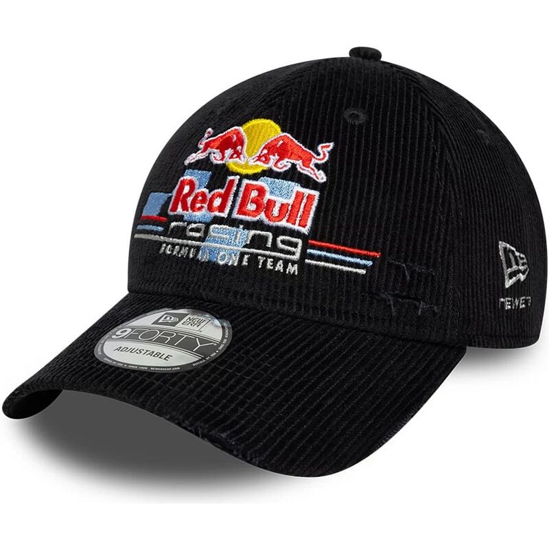 kepure-islenkta-juoda-reguliuojamas-9forty-distressed-cord-red-bull-racing-formula-1-new-era
