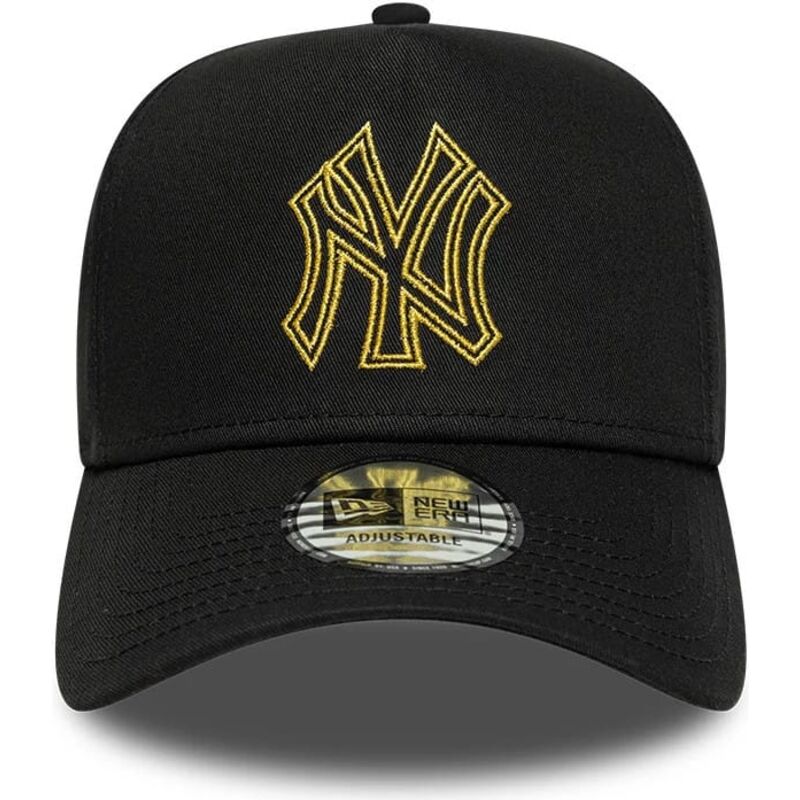 kepure-islenkta-juoda-snapback-dorado-e-frame-metallic-outline-new-york-yankees-mlb-new-era