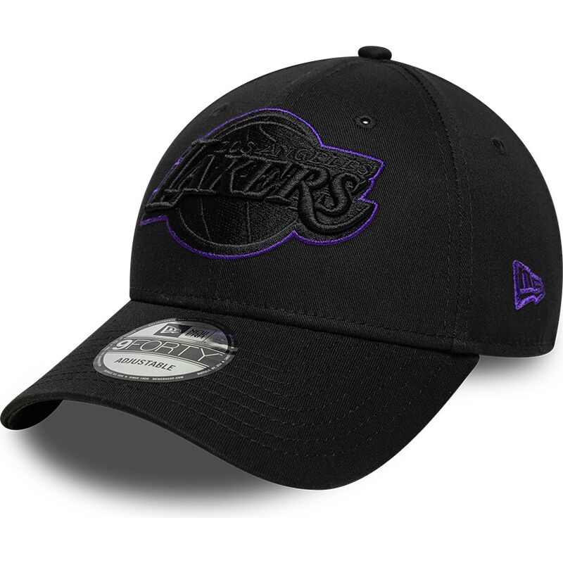 kepure-islenkta-juoda-reguliuojamas-9forty-outline-los-angeles-lakers-nba-new-era