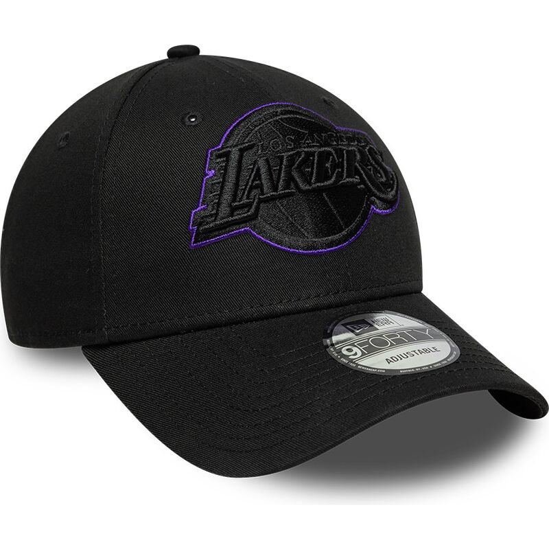 kepure-islenkta-juoda-reguliuojamas-9forty-outline-los-angeles-lakers-nba-new-era