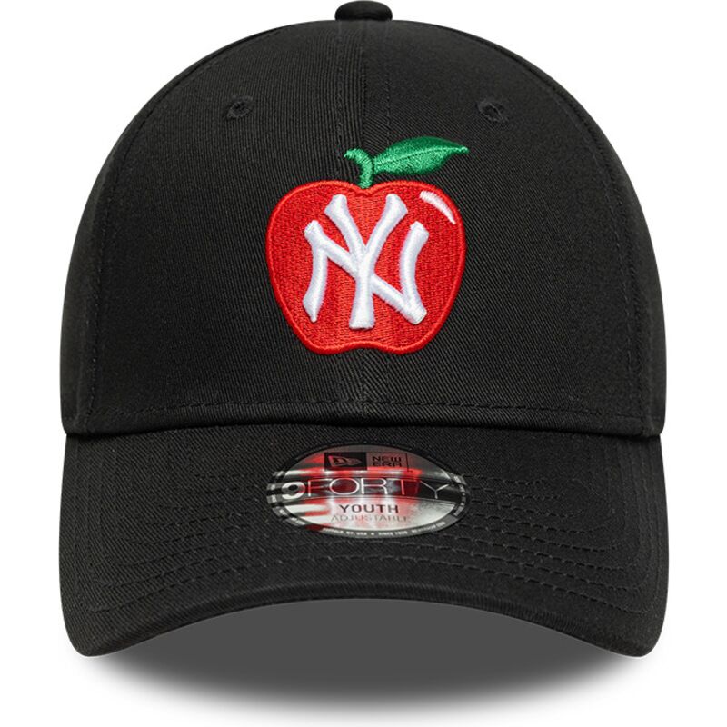 kepure-islenkta-juoda-reguliuojamas-vaikams-9forty-fruit-icon-apple-new-york-yankees-mlb-new-era