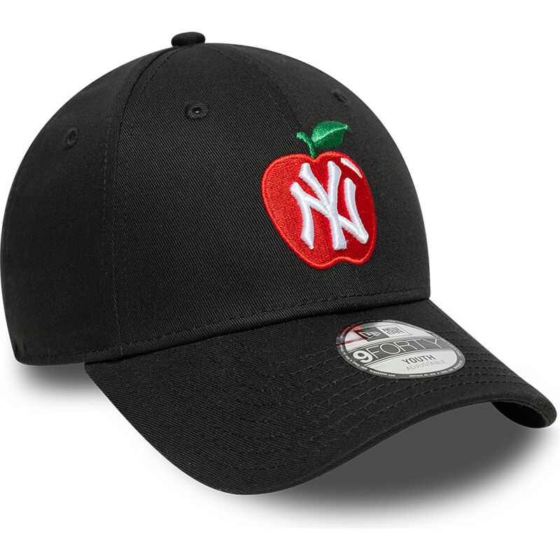 kepure-islenkta-juoda-reguliuojamas-vaikams-9forty-fruit-icon-apple-new-york-yankees-mlb-new-era