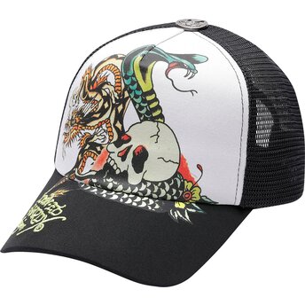 Kepurė išlenkta juoda snapback Snake And Skull Ed Hardy