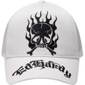 kepure-islenkta-balta-snapback-gothic-skull-in-flames-ed-hardy