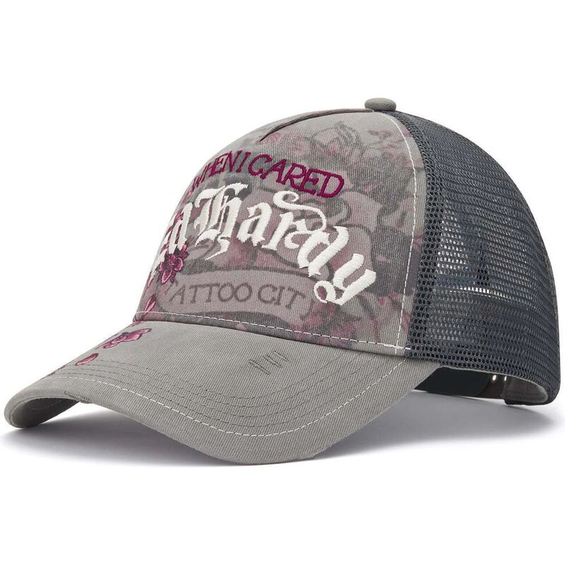 kepure-islenkta-pilka-snapback-floral-tattoo-city-vintage-wash-ed-hardy