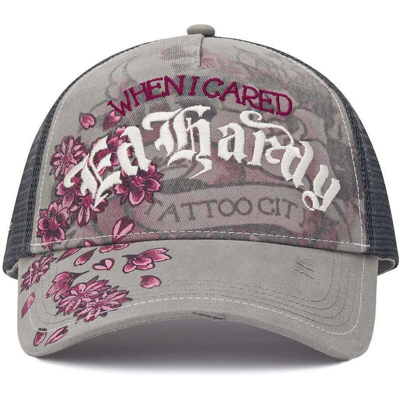 kepure-islenkta-pilka-snapback-floral-tattoo-city-vintage-wash-ed-hardy