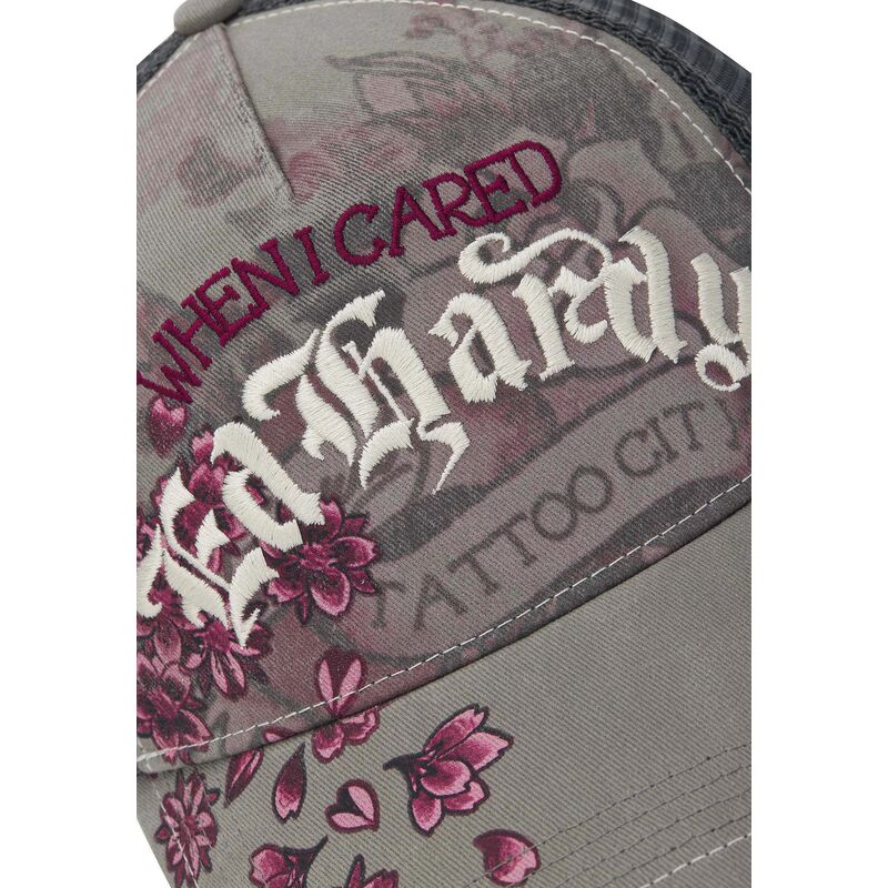 kepure-islenkta-pilka-snapback-floral-tattoo-city-vintage-wash-ed-hardy