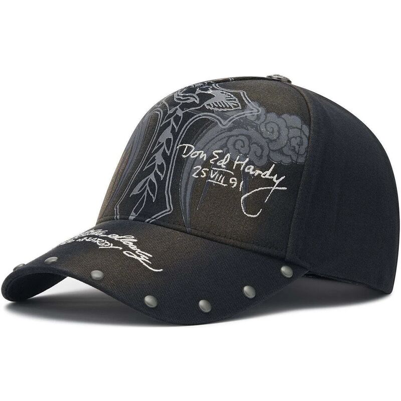 kepure-islenkta-juoda-reguliuojamas-storming-rose-washed-ed-hardy