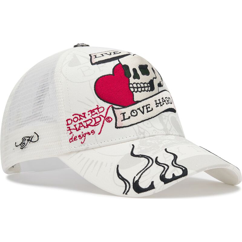 kepure-islenkta-balta-snapback-live-fast-love-hard-ed-hardy