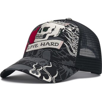 Kepurė išlenkta juoda snapback Live Fast Love Hard Ed Hardy