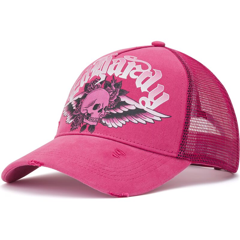kepure-islenkta-rozine-snapback-flaming-gothic-skull-washed-ed-hardy