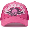 kepure-islenkta-rozine-snapback-flaming-gothic-skull-washed-ed-hardy