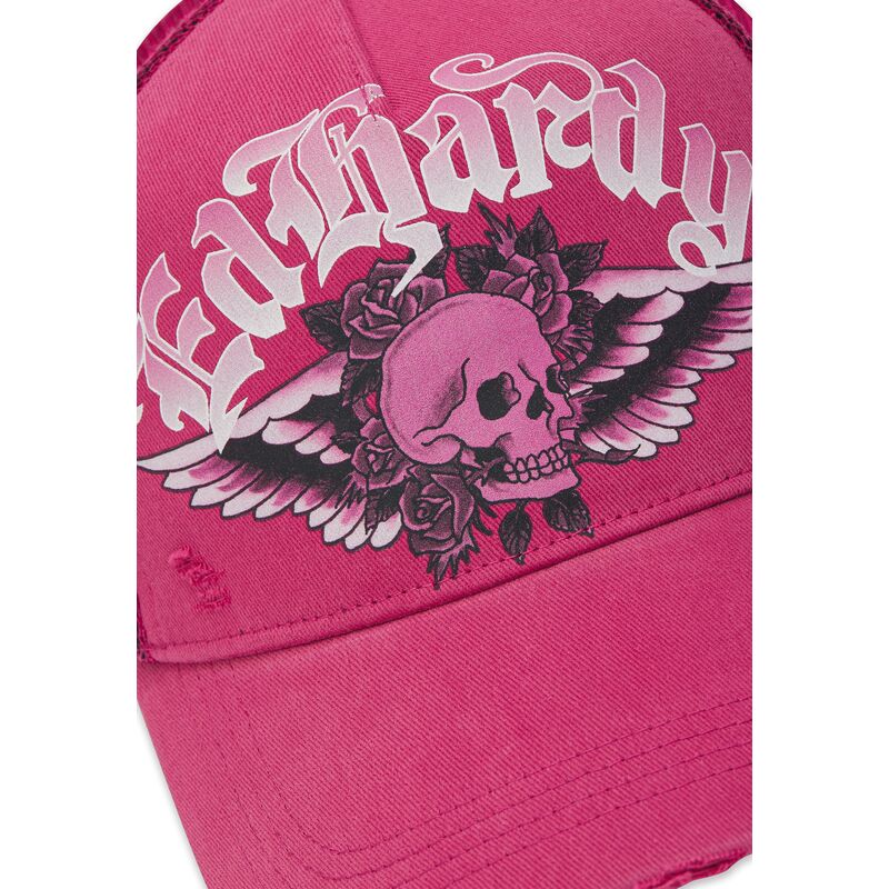 kepure-islenkta-rozine-snapback-flaming-gothic-skull-washed-ed-hardy