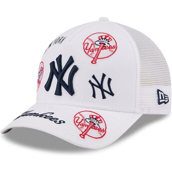 Kepurė išlenkta balta snapback 9FORTY M-Crown A Frame All Over New York Yankees MLB New Era