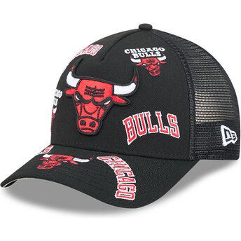 Kepurė išlenkta juoda snapback 9FORTY M-Crown A Frame All Over Chicago Bulls NBA New Era