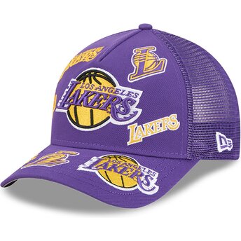 Kepurė išlenkta violetinė snapback 9FORTY M-Crown A Frame All Over Los Angeles Lakers NBA New Era