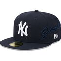 kepure-plokscia-tamsiai-melyna-priglundanti-59fifty-side-script-new-york-yankees-mlb-new-era