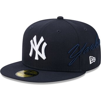 Kepurė plokščia tamsiai mėlyna priglundanti 59FIFTY Side Script New York Yankees MLB New Era