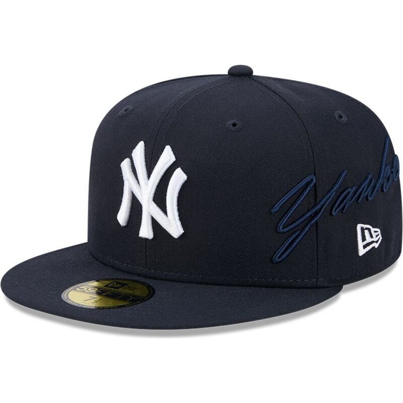 kepure-plokscia-tamsiai-melyna-priglundanti-59fifty-side-script-new-york-yankees-mlb-new-era