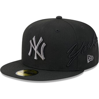 Kepurė plokščia juoda priglundanti 59FIFTY Side Script New York Yankees MLB New Era