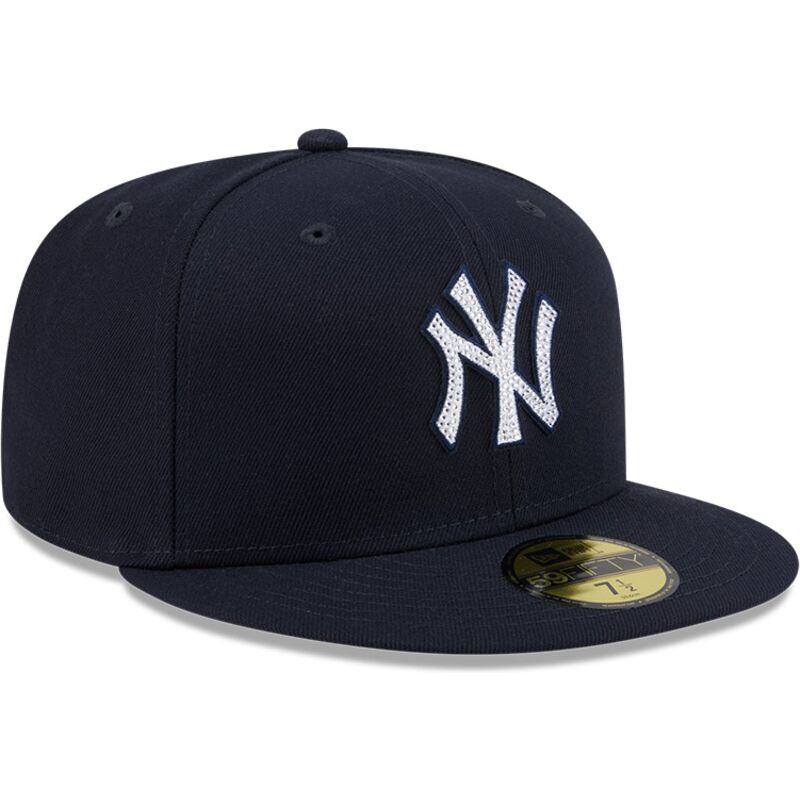 kepure-plokscia-tamsiai-melyna-priglundanti-59fifty-rhinestone-badge-new-york-yankees-mlb-new-era