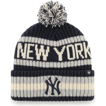 Kepurė su bumbulu tamsiai mėlyna Bering Cuff Knit New York Yankees MLB 47 Brand