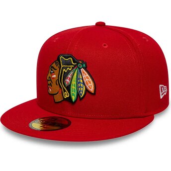 Kepurė plokščia raudona priglundanti 59FIFTY Basic Chicago Blackhawks NHL New Era