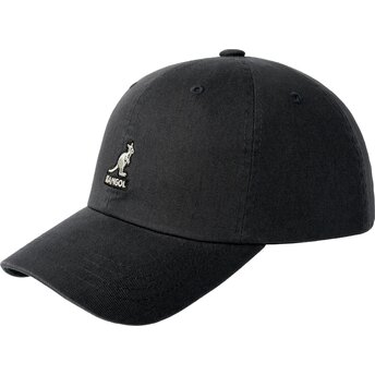 Kepurė išlenkta juoda reguliuojamas Washed Baseball Black Kangol