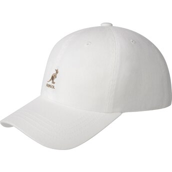 Kepurė išlenkta balta reguliuojamas Washed Baseball White Kangol
