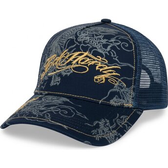 Kepurė išlenkta tamsiai mėlyna snapback Outline Dragons Ed Hardy
