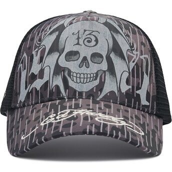 Kepurė išlenkta juoda snapback 13 Skull Ed Hardy