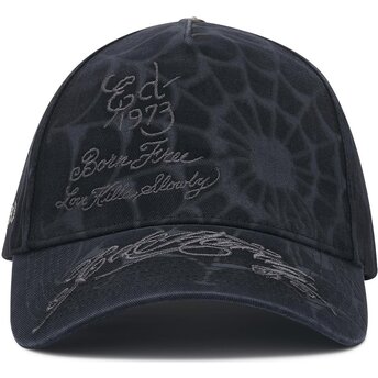 Kepurė išlenkta juoda snapback Spiderweb Ed Hardy